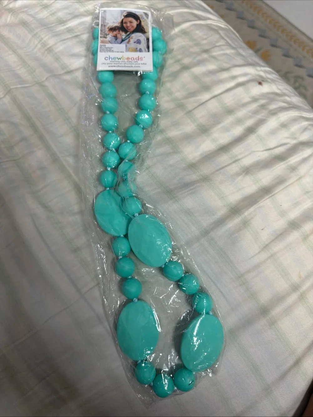Chew beads necklace Teal Silicone Baby Necklace - Mommy Chic, Baby Safe